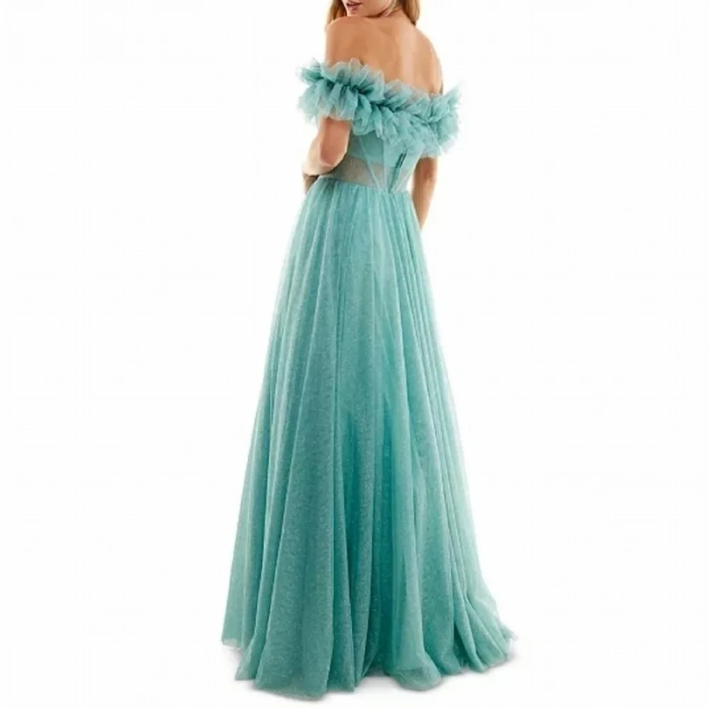 Say Yes to the Prom Glitter Tulle Off The Shoulder Gown Size 13 - Picture 3 of 13